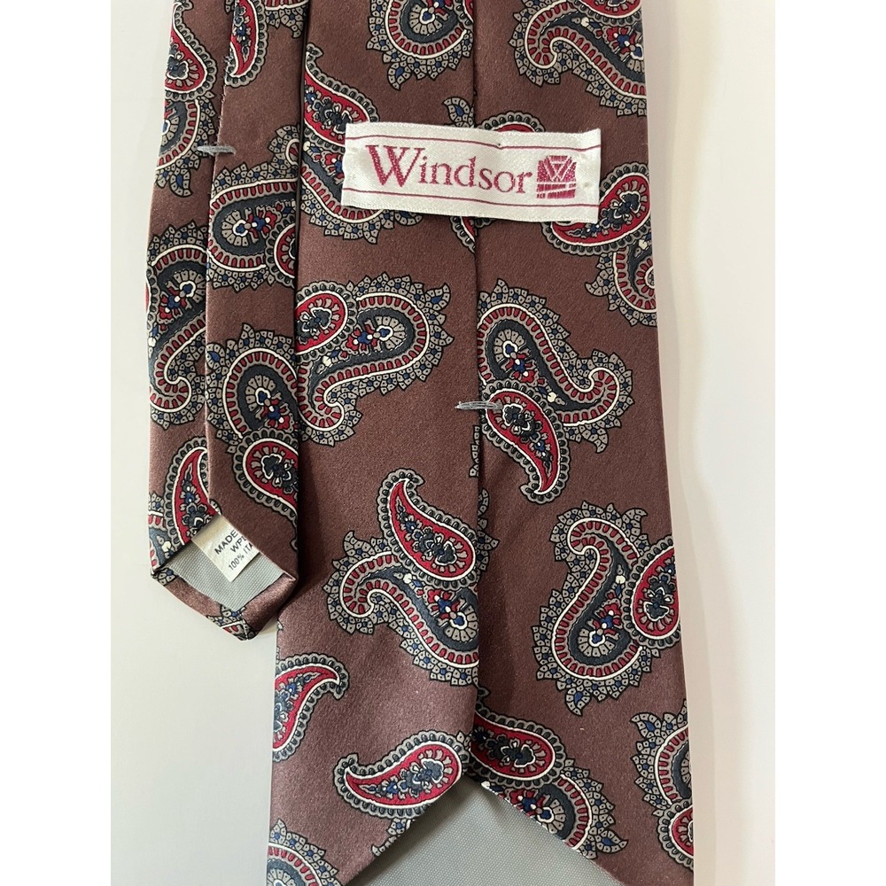 Vintage Windsor Neck Tie 100%‎ Silk  Paisley Classic 58" 3.5"